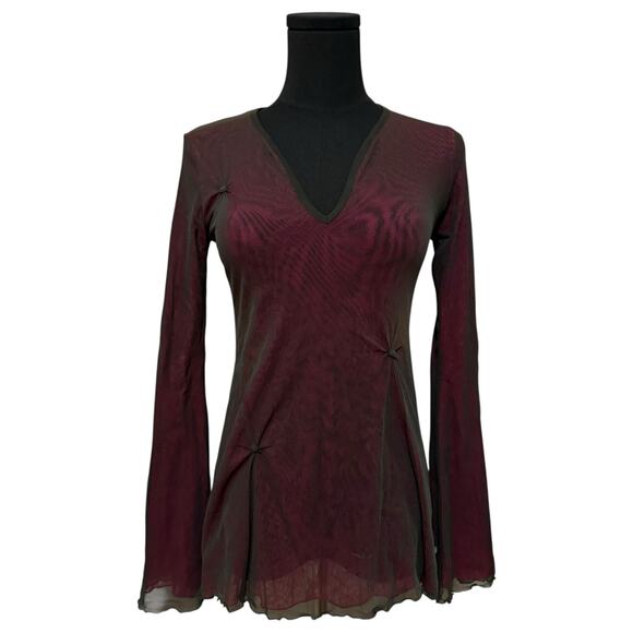Cop.Copine Tops - Cop Copine Layered Mesh Top Color Shift Black Pink Lettuce Edge Y2K Size 1 Small